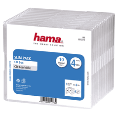 Hama CD Slim Box, ovitek za 4 zgoščenke/dvd, prozoren, pakiranje po 10 kosov (cena za paket)
