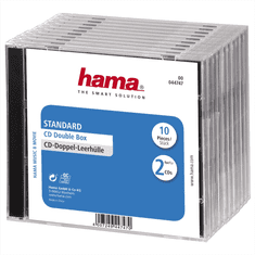 Hama CD Dvojna škatla, standardni ovitek za 2 CD/DVD, prozorna/črna, pakiranje po 10 kosov (cena za paket)