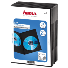 Hama Slim Double, ovitek za 2 DVD-ja, s folijo, črn, pakiranje po 10 kosov (cena za paket)