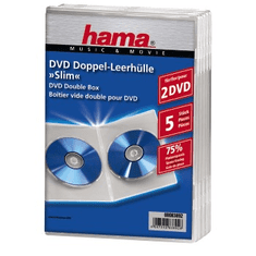 Hama Slim Double, ovitek za 2 DVD-ja, s folijo, prozoren, pakiranje po 5 kosov (cena za paket)