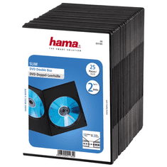 Hama Slim Double, za 2 DVD-ja, s folijo, črna, pakiranje po 25 kosov (cena za paket)