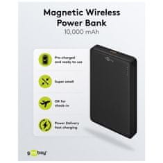 Goobay Magnetic Wireless PowerBank 10.000 mAh črna brezžična prenosna baterija
