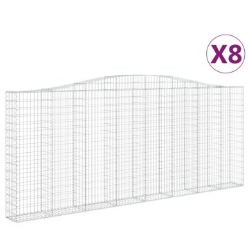 Vidaxl Obokane gabion košare 8 kosi 400x30x160/180 cm pocinkano železo