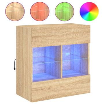 Vidaxl Stenska TV omarica z LED lučkami sonoma hrast 58,5x30x60,5 cm