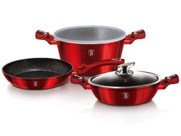 Berlingerhaus Garnitura za kuhanje z marmorno površino 5 kosov Burgundija Metallic Line BH-6780