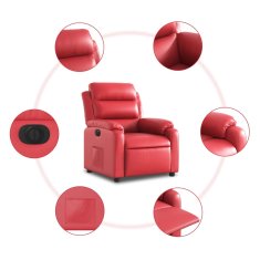 Vidaxl Električni naslanjač rdeče umetno usnje