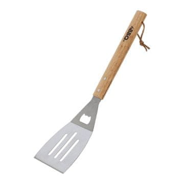BBQ Obračalnik za žar na žaru 46 cm iz nerjavečega jekla, lesena roka.