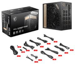 MSI napajalnik MEG Ai1300P PCIE5/ 1300W/ ATX3.1/ akt. PFC/ 10 let garancije/ 120mm ventilator/ modularni/ 80PLUS Platinum