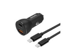 Philips Philipsov avtomobilski polnilec 2521C/00 + 1m kabel USBC do USBC, črn