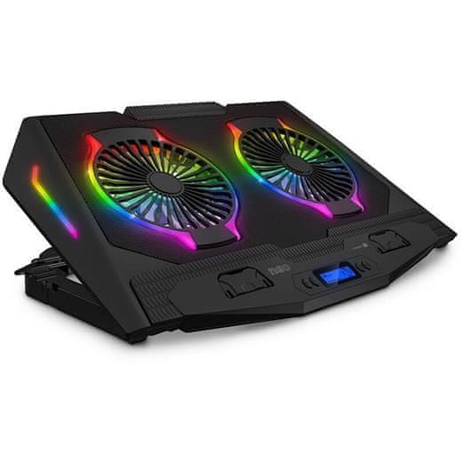 Connect IT Hladilna podloga pod prenosni računalnik NEO RGB - osvetlitev ozadja mavrica BLACK