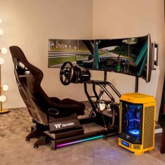 Thermaltake GEA trojno stojalo za dirkalni monitor, črno, 32"-55" / kompatibilno z Racing Simulator Cockpit GR500 