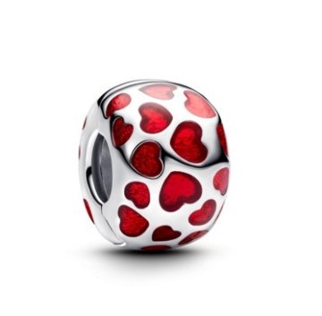 Pandora Romantična sponka perla s srčki Moments 793679C01