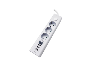 Well Razdelilec 220V 1/3 3m + stikalo; 3xUSB-A + 1xUSB-C , bela barva, IP20, 16A