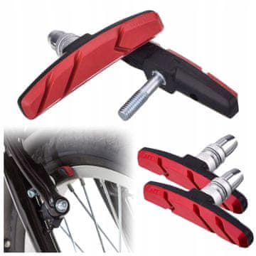 Korbi Gumijaste zavore za kolo V-Brake, komplet 2 kosov, 70 mm rdeč