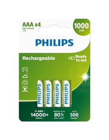 Philips akumulatorske baterije AAA 1000mAh, NiMH - 4 kosi
