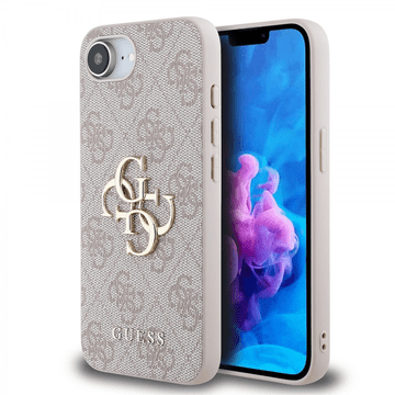 Guess GUHCPSE44GMGPI silikonski ovitek za iPhone 16e - roza z zlatim logom