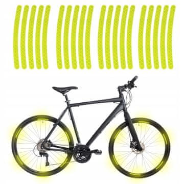 Korbi Odsevne nalepke za kolesa, pnevmatike – odsevniki za kolo, rumene 20 kosov