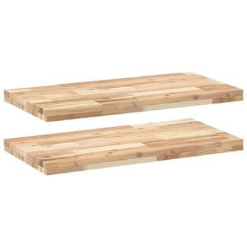 Vidaxl Viseče police 2 kosa 80x40x4 cm neobdelan masiven les akacije