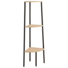 Vidaxl 3-nadstropni kotni regal svetlo rjav in črn 45,5x31,5x120 cm