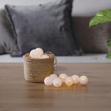shumee Garland bombažne kroglice bele barve 16 LED luči na baterije