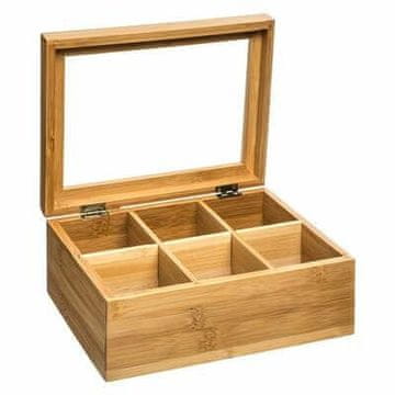 5Five® ŠKATLA ZA ČAJ 22x16 cm BAMBUS 6 predalov