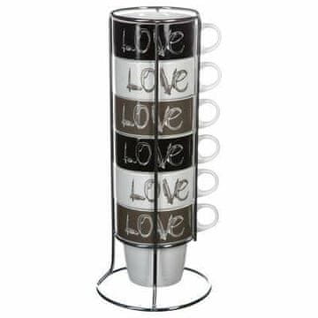 5Five® Komplet 6 lončkov Love 260 ml, keramični, na stojalu
