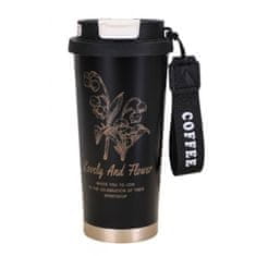 LIVEFY termalna skodelica Lovely Flower 550ml, črna