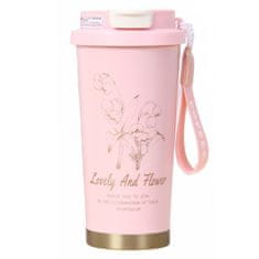LIVEFY termalna skodelica Lovely Flower 550ml, roza