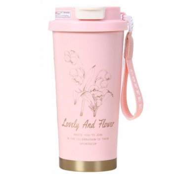 LIVEFY termalna skodelica Lovely Flower 550ml, roza