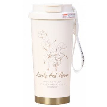 LIVEFY termalna skodelica Lovely Flower 550ml, bež