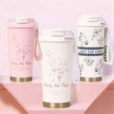 LIVEFY termalna skodelica Lovely Flower 550ml, roza