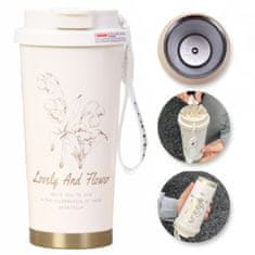LIVEFY termalna skodelica Lovely Flower 550ml, bež