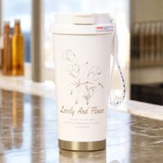LIVEFY termalna skodelica Lovely Flower 550ml, bež