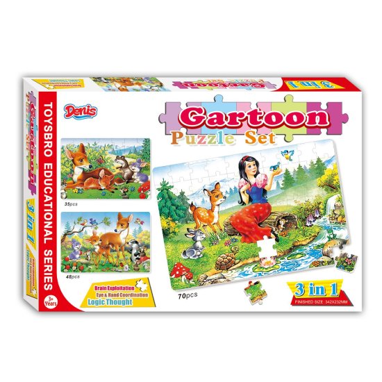 Denis Puzzle - Sestavljanka, Sneguljčica-Bambi, 3v1, 153 kosov