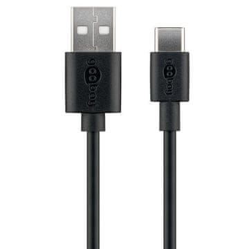 Goobay USB-A 2.0 na USB-C 3m črn polnilni in sync kabel