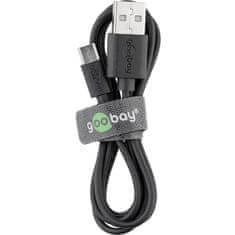 Goobay USB 2.0 (M) na microUSB (Type B) 1m črn polnilni kabel