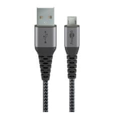 Goobay micro USB na USB-A 2.0 0,5m priključni kabel s kovinskimi vtiči vesoljsko siva/srebrna