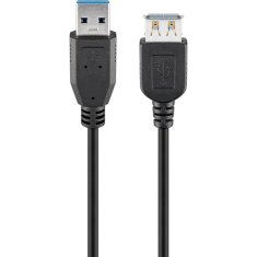 Goobay USB 3.0 (M) na USB 3.0 (Ž) SuperSpeed 1,8m črni podajševalni kabel