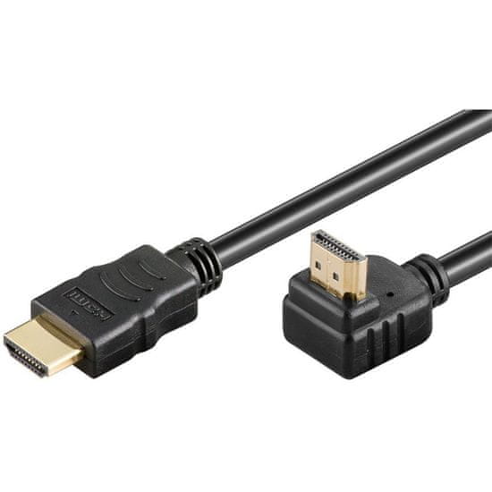 Goobay High Speed HDMI (M/M) 2.0 4K 60Hz 1,5m kotni 90° z Ethernet pozlačen črn kabel