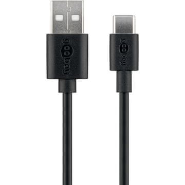 Goobay USB-C na USB-A 2.0 0,5m črn polnilni in sync kabel
