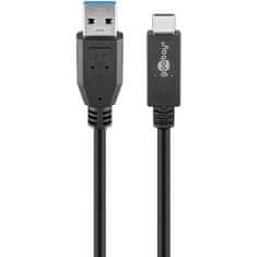 Goobay USB-A 3.0 na USB-C 0,5m 60W črn podatkovni polnilni kabel