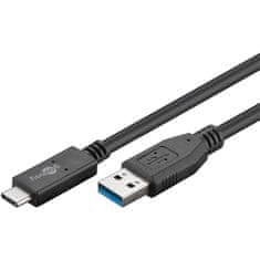 Goobay USB-A 3.0 na USB-C 0,5m 60W črn podatkovni polnilni kabel