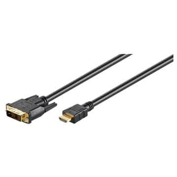 Goobay DVI-D (M) (18+1) na HDMI (M) 2m pozlačen črn kabel