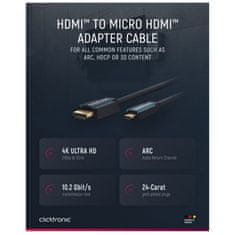 No Name CLICKTRONIC High Speed HDMI (M) na micro HDMI (M) 1.4 4K 30Hz 2m z Ethernet pozlačen črn kabel