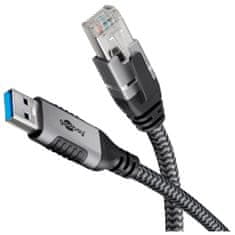 Goobay USB-A 3.0 na RJ45 2m CAT 6 črn/siv mrežni povezovalni kabel