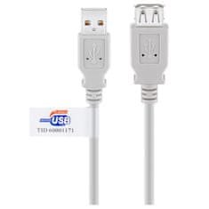 Goobay USB-A 2.0 (M) na USB 2.0 (Ž) Hi-Speed 5m beli podajševalni kabel