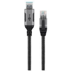 Goobay USB-A 3.0 na RJ45 2m CAT 6 črn/siv mrežni povezovalni kabel