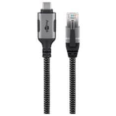 Goobay USB-C 3.1 na RJ45 5m CAT 6 črn/siv mrežni povezovalni kabel