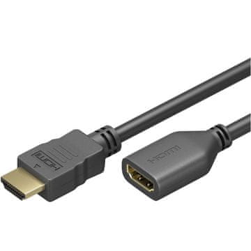 Goobay High Speed HDMI (M) na HDMI (Ž) 2.0 4K 60Hz 2m podaljšek z Ethernet pozlačen črn kabel