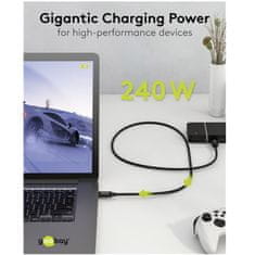 Goobay USB-C na USB-C 240W USB4 80Gbit/s 1,2m črn napajalni podatkovni kabel